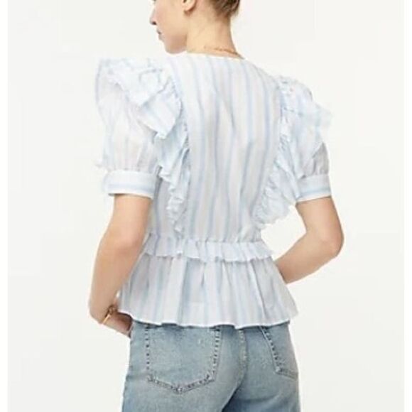 J. Crew Ruffle Wrap Top in Stripe NWT. Sz. XXS - Picture 3 of 9